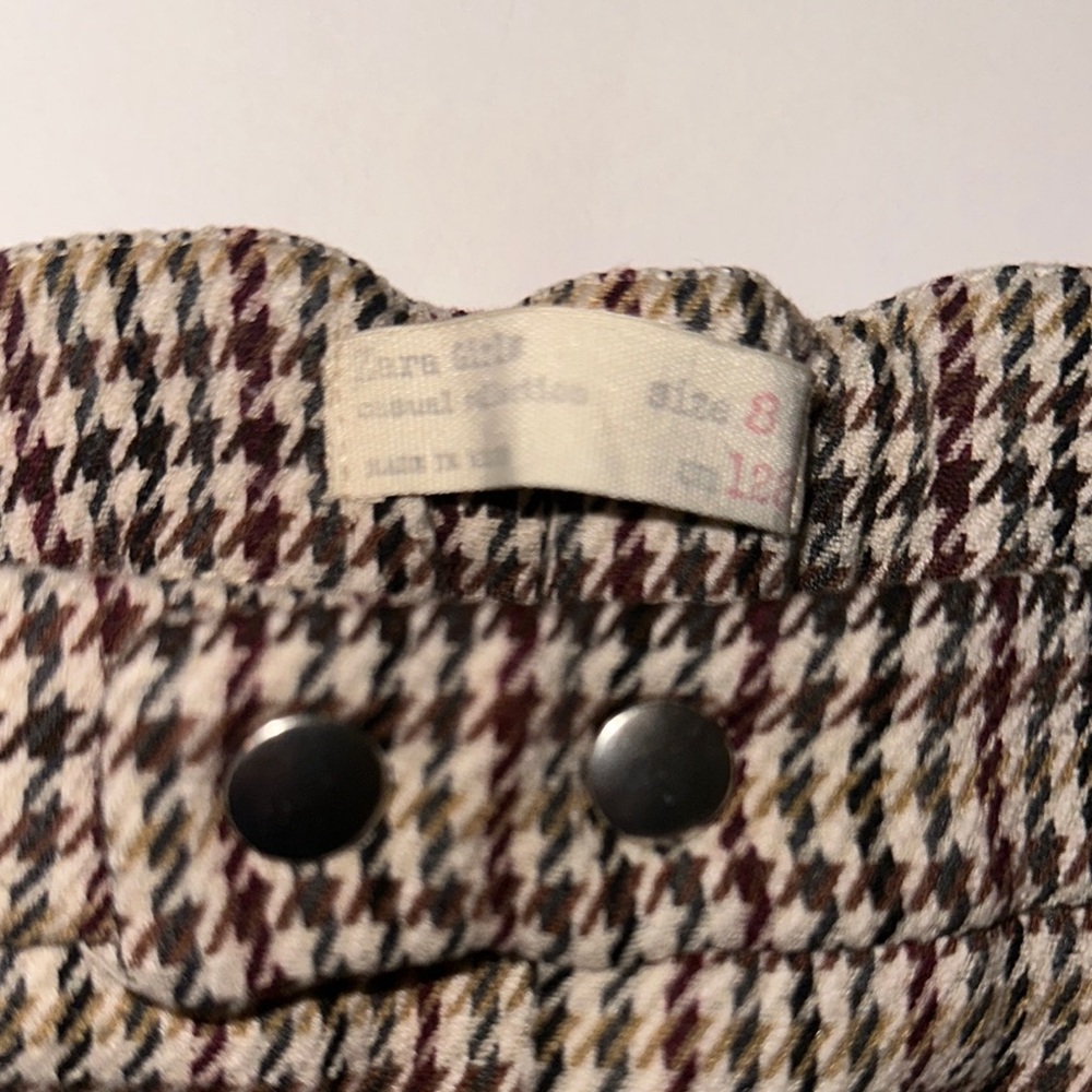Zara Houndstooth Skirt with Metal Buttons